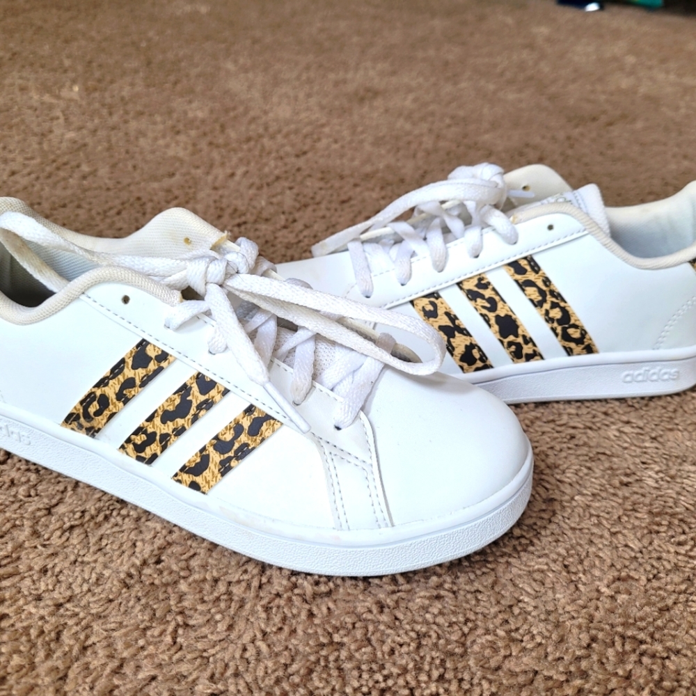 Kids Leopard Print Adidas Sneakers Size 2